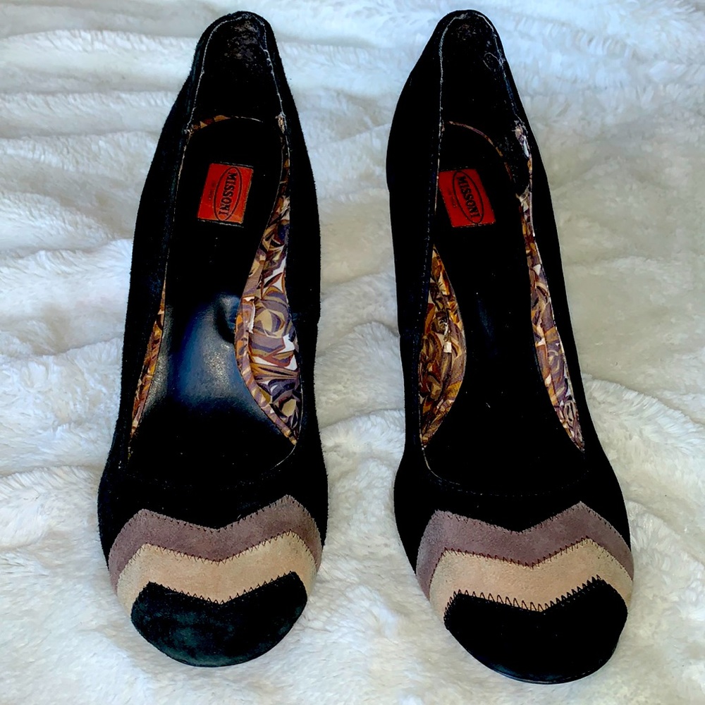Missoni suede block heel pump